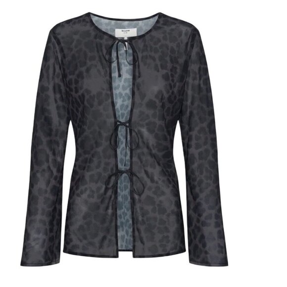 One Teaspoon Top Leopard Chiffon for Layering Black Gray Size S - Picture 2 of 12